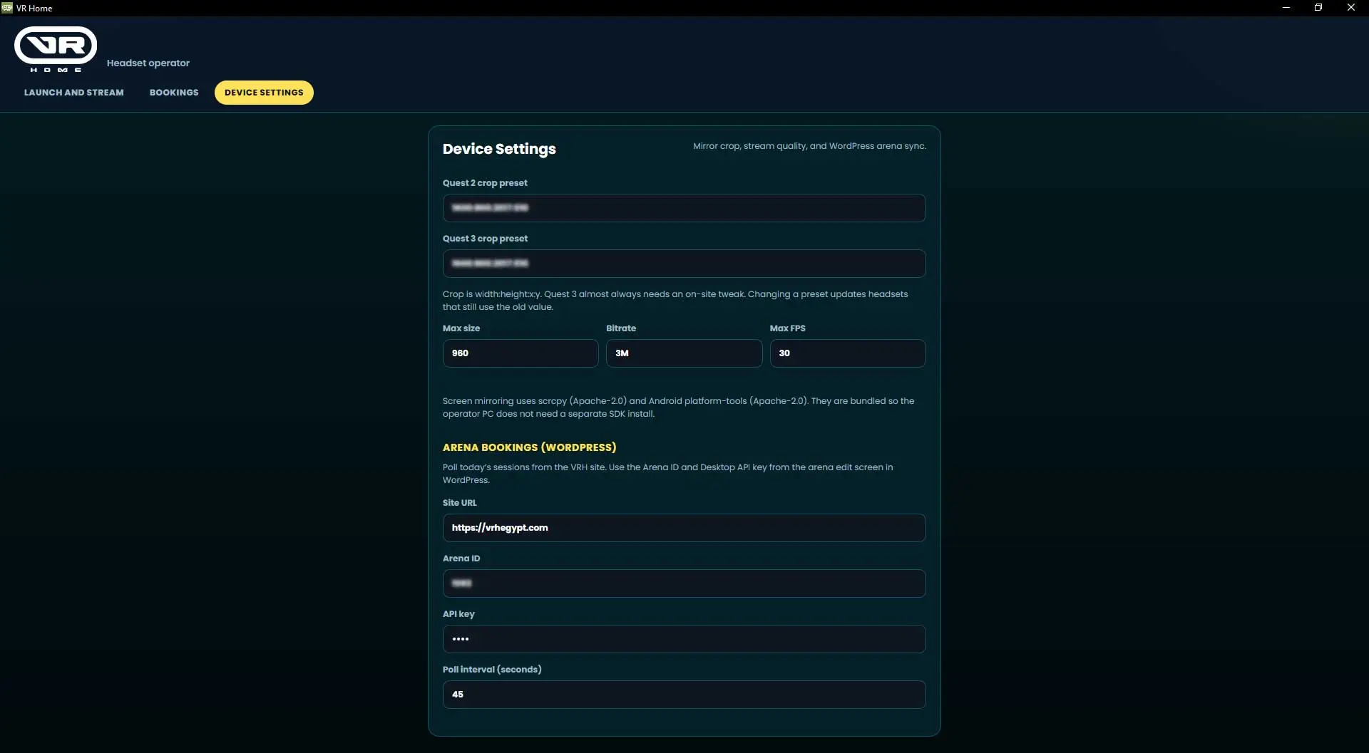 VR-Home-settings